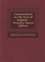 Commentaries on the Laws of England - Primary Source Edition,1295511185,9781295511181