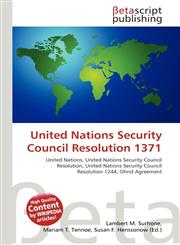 United Nations Security Council Resolution 1371,6135101463,9786135101461