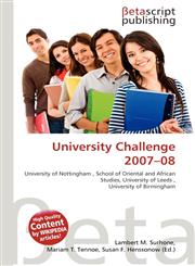 University Challenge 2007-08,6135332007,9786135332001