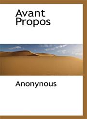 Avant Propos,1116559013,9781116559019