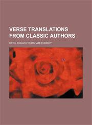 Verse translations from classic authors,1154883639,9781154883633