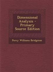 Dimensional Analysis - Primary Source Edition,1293816795,9781293816790